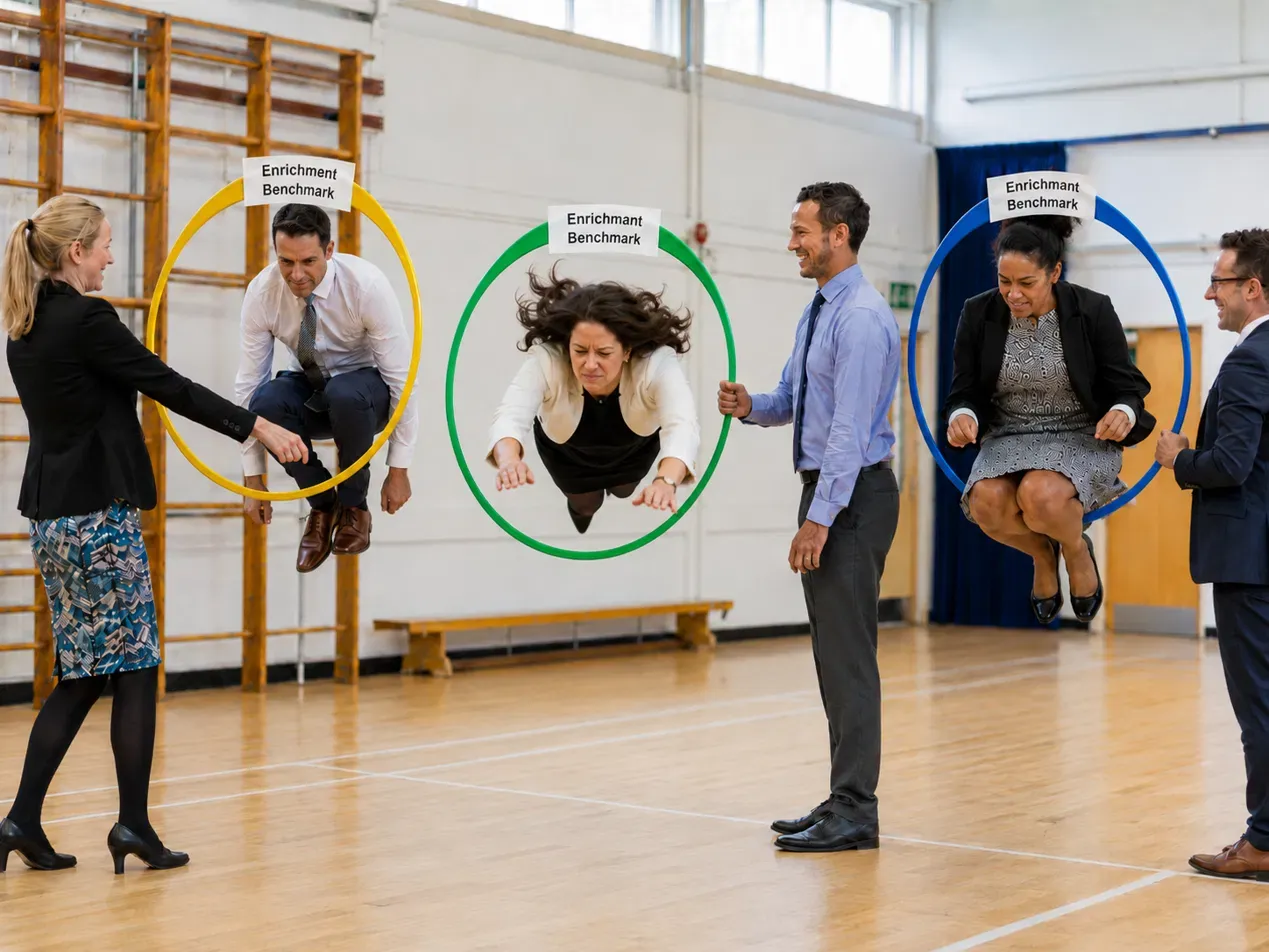 The Enrichment Framework: eight benchmarks, or eight new hoops?